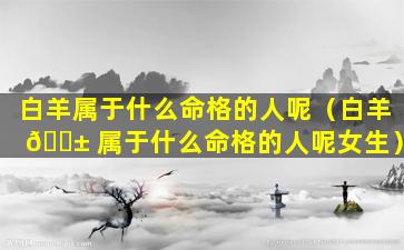 白羊属于什么命格的人呢（白羊 🐱 属于什么命格的人呢女生）